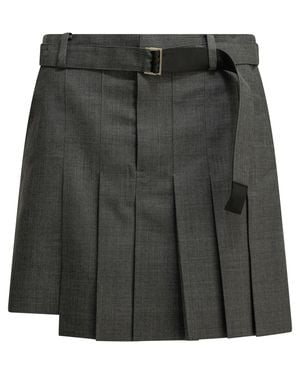 Sacai Formal Shorts Made Of Wool Blend - Black