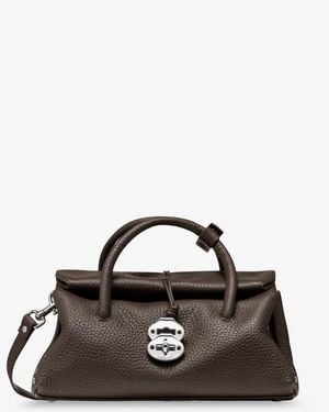 Zanellato Dotta Small Hammered Leather Crossbody Bag - Black