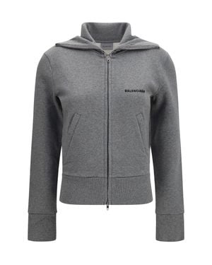 Balenciaga Fitted Zip-Up Hoodie - Grey