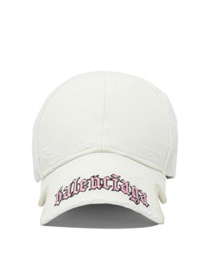 Balenciaga "Blackletter Script" Trucker Hat - White
