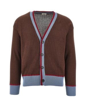 GALLIA KNIT Ribbed Cotton Cardigan - Brown