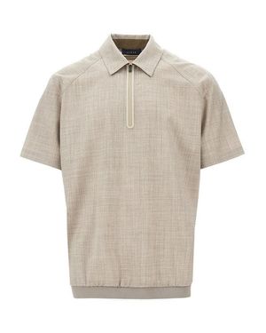 Sease Light Wool Zipped Polo Shirt - Natural
