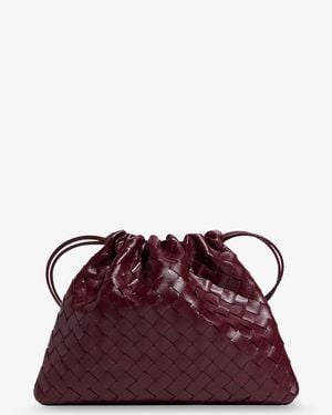 Bottega Veneta Medium Dustbag Leather Clutch Bag With Woven Effect - Purple