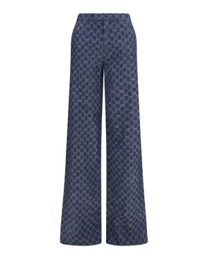 Gucci Gg Cotton Jacquard Denim Trousers - Blue