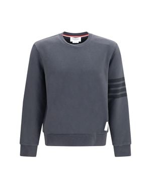 Thom Browne Bar Cotton Crewneck Sweatshirt Charcoal - Blue