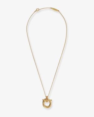 Ferragamo Brass Necklace With Gancini Pendant - White
