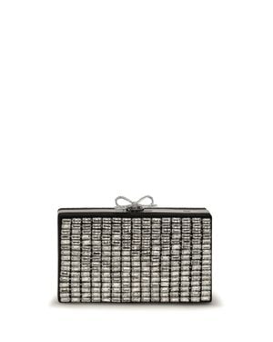 Self-Portrait Crystal Chainmail Clutch - Grey