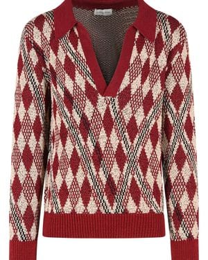 Dries Van Noten 'Macrame' Burgundy Viscose Blend Jumper - Red