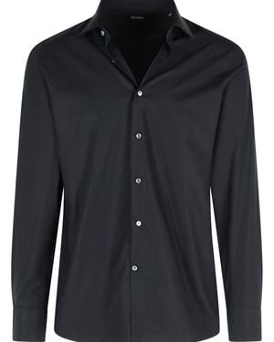 ZEGNA 'Trofeo' Dark Cotton Shirt - Blue