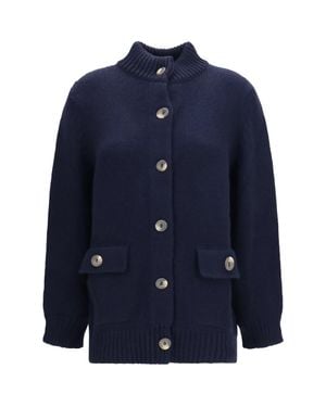 Ella High Neck Cardigan - Blue
