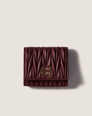 Miu Miu Quilted Nappa Leather Wallet Bordeaux - Brown