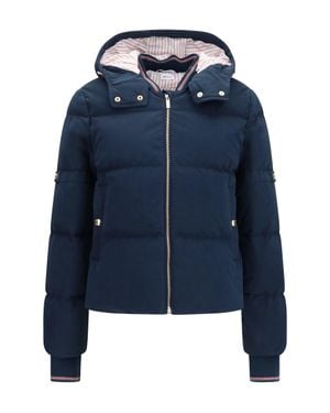 Thom Browne Waxed Technical Puffer Jacket With Hood - Blue