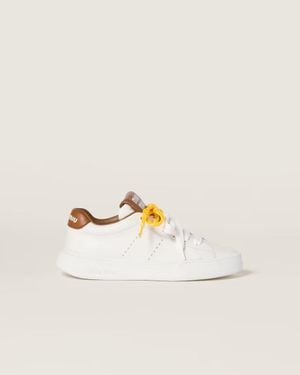 Miu Miu Leather Trainers With Double Laces - Metallic