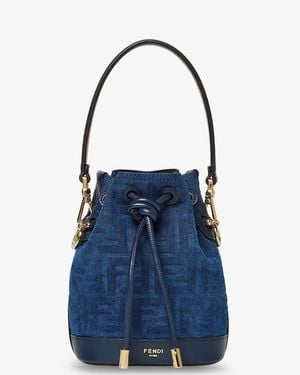 Fendi Mon Tresor Ff Flocked Denim Crossbody Bag - Blue
