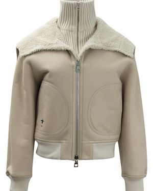 Dior Leather Reversible Jacket With Knitted Turtleneck - Grey