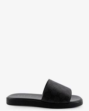 Gucci Denim Sandals With Gg Motif - Black