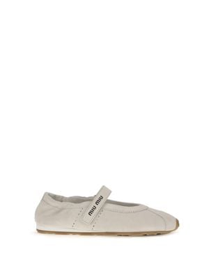 Miu Miu Ballerina Flats Plume Suede - White