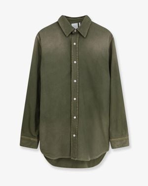 Dior Cotton Shirt With Suede Patch - Green