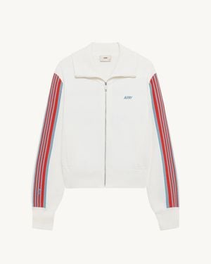 Autry Viscose Knit Zippered Sweatshirt - White