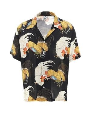 Endless Joy 'Roosters' Silk Shirt - Black