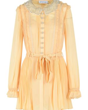 Self-Portrait Self Portrait Cream Viscose Mini Dress - Yellow