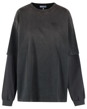 Ganni Cotton T-Shirt - Black