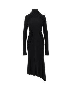 Victoria Beckham Crepe Jersey Gathered Midi Dress - Black