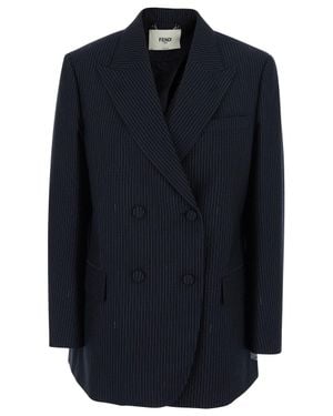 Fendi Double Breasted Coat - Blue