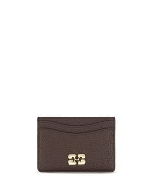 Ganni Textured Faux Leather Card Holder Wallet - White