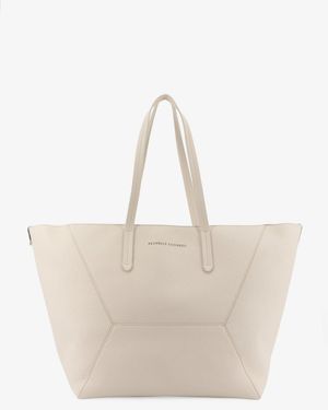 Brunello Cucinelli Bc Duo Hammered Leather Crossbody Bag - Natural