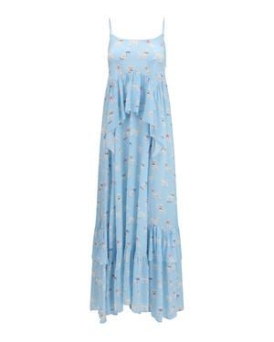 Fiorucci Dress Poodle-Print Tiered Maxi - Blue