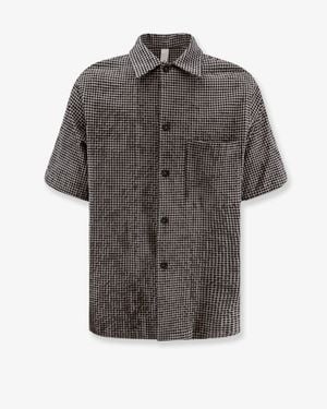 Hevò Cotton Blend Shirt With Checked Pattern - Grey