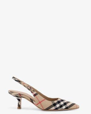 Burberry Dame Décolleté With Check Motif - Natural