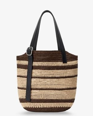 Loewe Paula's Ibiza Two-Tone Raffia Loop Shopping Bag - Natural