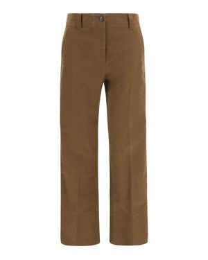 Brunello Cucinelli Stretch Cotton Cigarette Pants Cacao - Brown