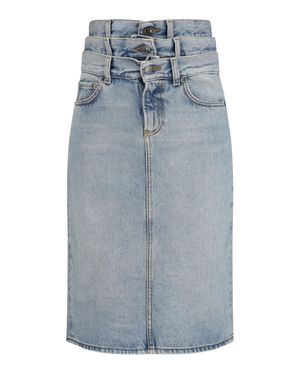 Fiorucci Midi Denim Skirt Triple-Layer - Blue