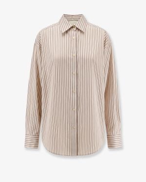 Alysi Oversize Striped Lyocell And Silk Shirt - Natural