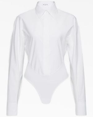 Alaïa Alaïa Shirt Neck Bodysuit - White