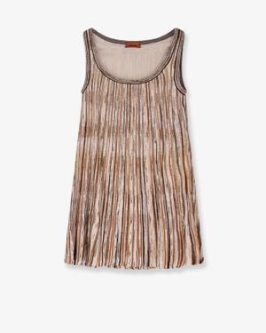 Missoni Short Viscose Blend Dress With All-Over Sequins - Natural