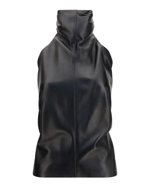 KHAITE Rone Leather Top - Black