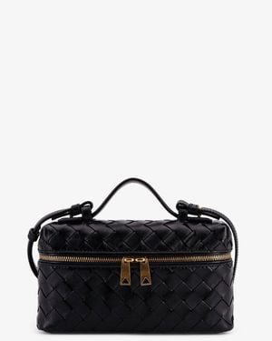 Bottega Veneta Bang Bang Leather Vanity Case With Intrecciato Motif - Black