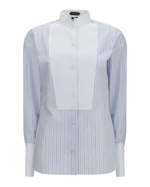 Tom Ford Striped Shirt With Front Detail - Blue