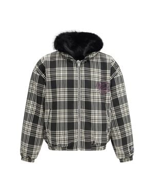 PDF CHANNEL Reversible Hooded Bomber Check - Black