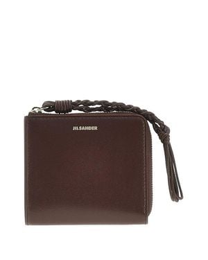 Jil Sander Tangle Leather Zippered Cardholder - Brown