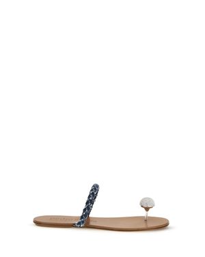 Pedro Garcia Sandals Jewel-Embellished Dark Denim - White