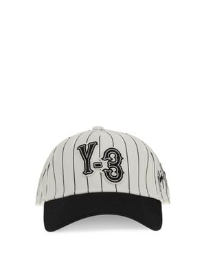 Y-3 Pinstripe Baseball Cap Cwhite - Gray