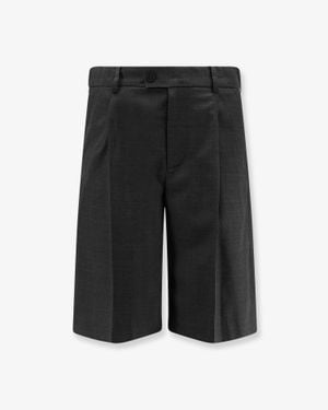 DUNST Pleated Bermuda Shorts Wool-Silk - Black