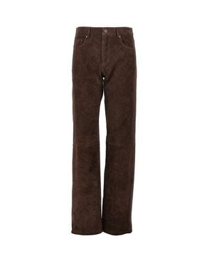 Arma 'Jean' Suede Leather Trousers - Brown