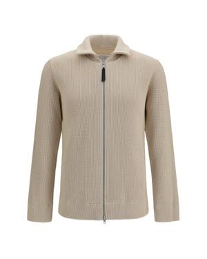 Margiela Cotton Zip-Up Jumper Ecru - Natural