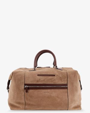 Kiton Suede Weekend Travel Bag Slate - Brown